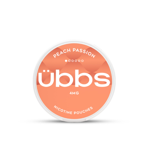 Peach Passion flavoured nicotine pouches  |  UBBS Pouches
